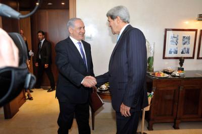 Israeli Prime Minister Netanyahu Greets Secretary Kerry